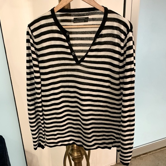 Black and white striped Club Monaco shirt - Picture 1 of 5